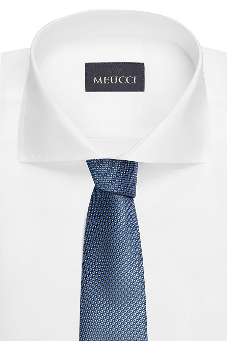 Галстук синего цвета с орнаментом для мужчин бренда Meucci (Италия), арт. EKM212202-125 - фото. Цвет: Синий, цветной орнамент. Купить в интернет-магазине https://shop.meucci.ru

