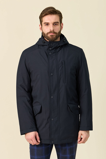 Утепленная куртка с капюшоном  для мужчин бренда Meucci (Италия), арт. 1080 - фото. Цвет: Темно-синий. Купить в интернет-магазине https://shop.meucci.ru
