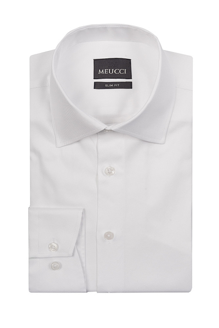 Модная мужская белая рубашка из хлопка sea island  арт. SL 10224070/301037 от Meucci (Италия) - фото. Цвет: Белый.
