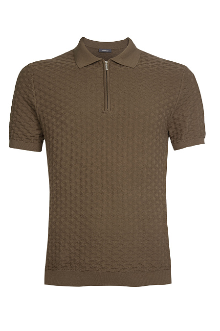 Поло коричневое из хлопка Пима  для мужчин бренда Meucci (Италия), арт. MEU-SS2401/DQSS59 - фото. Цвет: Коричневый. Купить в интернет-магазине https://shop.meucci.ru
