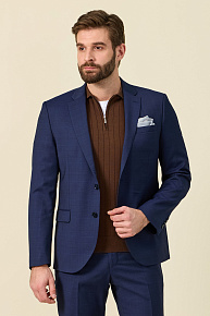 Шерстяной костюм в мелкую клетку темно-синих оттенков  (MI 2200191/22009)