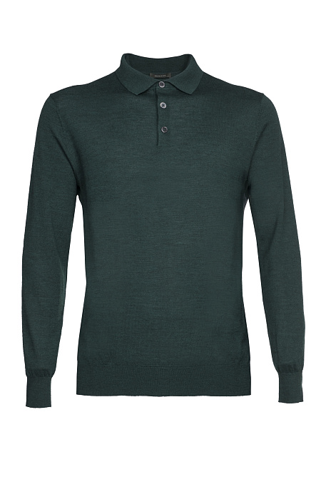 Мужской брендовый джемпер-поло зеленого цвета с застежкой на пуговицы  арт. POLOB/6E1555 Meucci (Италия) - фото. Цвет: Зеленый. Купить в интернет-магазине https://shop.meucci.ru

