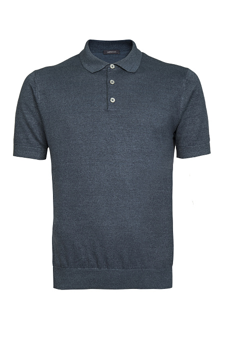 Базовое поло синего цвета из смеси льна и хлопка  для мужчин бренда Meucci (Италия), арт. POLOB/0267 - фото. Цвет: Синий. Купить в интернет-магазине https://shop.meucci.ru
