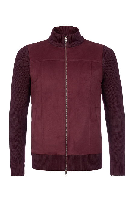 Трикотажная куртка с застежкой на молнию бордовая из шерсти для мужчин бренда Meucci (Италия), арт. SWALC/4M0833 - фото. Цвет: Бордовый. Купить в интернет-магазине https://shop.meucci.ru

