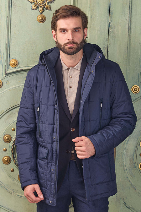 Утепленная стеганая куртка средней длины с капюшоном  для мужчин бренда Meucci (Италия), арт. 8998 - фото. Цвет: . Купить в интернет-магазине https://shop.meucci.ru
