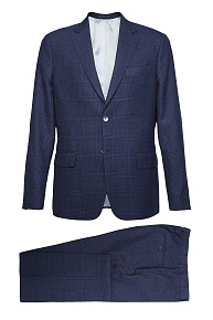 Костюм из смеси шерсти, льна и шелка темно-синий в клетку  (MI 2200191VB/12012)