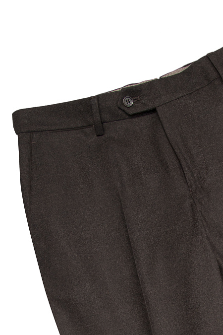 Классические брюки из тонкой меланжевой шерсти коричневого цвета  для мужчин бренда Meucci (Италия), арт. ZA-DR 3790 Dk.BROWN - фото. Цвет: Коричневый. Купить в интернет-магазине https://shop.meucci.ru
