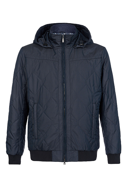 Утепленная куртка-бомбер с капюшоном синего цвета  для мужчин бренда Meucci (Италия), арт. 6197 - фото. Цвет: Синий. Купить в интернет-магазине https://shop.meucci.ru
