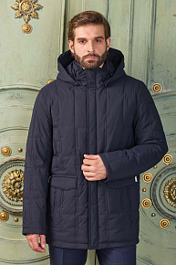 Стеганый пуховик из смесовой шерстяной ткани с капюшоном  (1970)