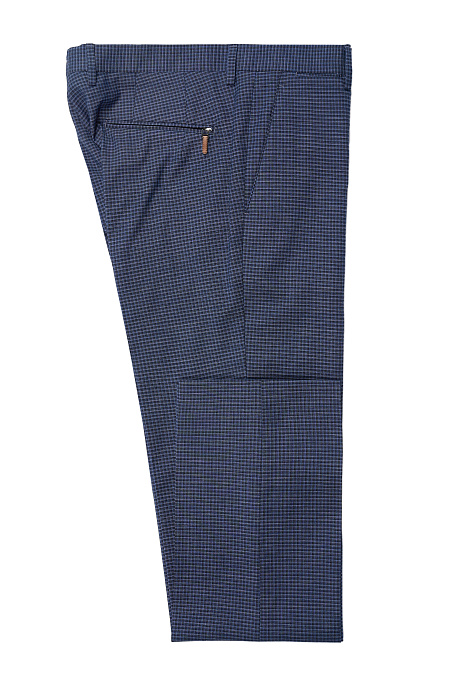 Мужские брюки темно-синие в клетку  арт. DR 1630 Lt Blue Meucci (Италия) - фото. Цвет: Темно-синий в клетку. Купить в интернет-магазине https://shop.meucci.ru
