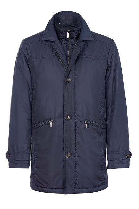 Утепленная куртка-плащ со съемной манишкой  для мужчин бренда Meucci (Италия), арт. 8008 - фото. Цвет: Темно-синий. Купить в интернет-магазине https://shop.meucci.ru
