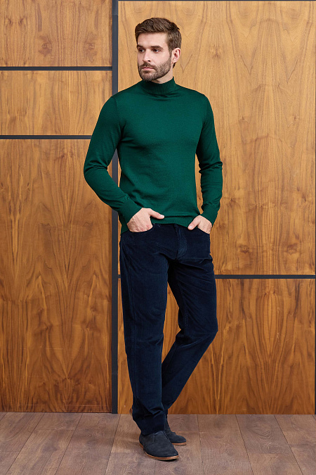 Мужская брендовая водолазка зеленого цвета с воротником-стойкой  арт. 63016/22025 GREEN Meucci (Италия) - фото. Цвет: Зеленый. Купить в интернет-магазине https://shop.meucci.ru

