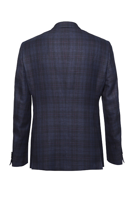Мужской пиджак из смеси льна, шелка и шерсти темно-синий в клетку  Meucci (Италия), арт. MI 1200181EZ/11710 - фото. Цвет: Синий, клетка. Купить в интернет-магазине https://shop.meucci.ru
