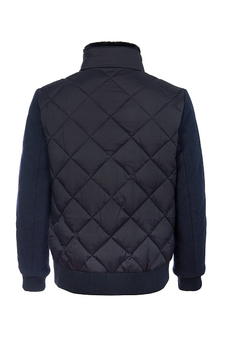 Короткий пуховик-бомбер с меховым воротником  для мужчин бренда Meucci (Италия), арт. 1797 - фото. Цвет: Темно-синий. Купить в интернет-магазине https://shop.meucci.ru
