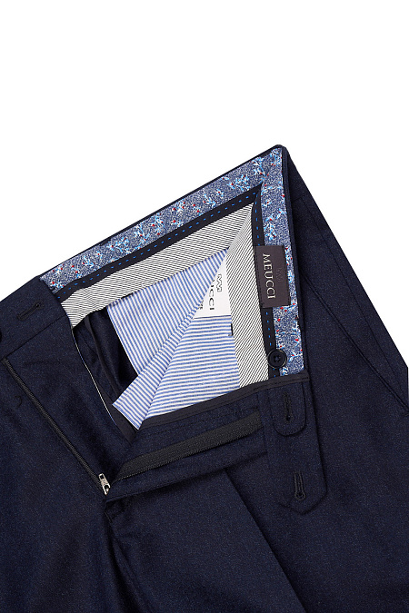 Мужские брюки из шерсти темно-синего цвета  арт. MI 24136320-02 Meucci (Италия) - фото. Цвет: Темно-синий. Купить в интернет-магазине https://shop.meucci.ru
