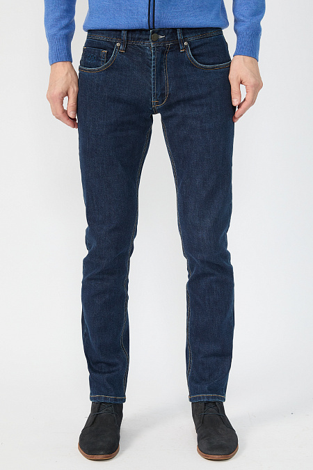 Мужские брендовые джинсы классического кроя зауженные книзу арт. NLW 2102 SL Meucci (Италия) - фото. Цвет: Синий. Купить в интернет-магазине https://shop.meucci.ru
