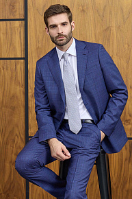 Классический костюм синего цвета в клетку из смесовой шерсти (MI 2200191GB/12090)