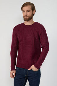 Джемпер вязаный из мериносовой шерсти бордовый (7GGR-NECK/12270/650)