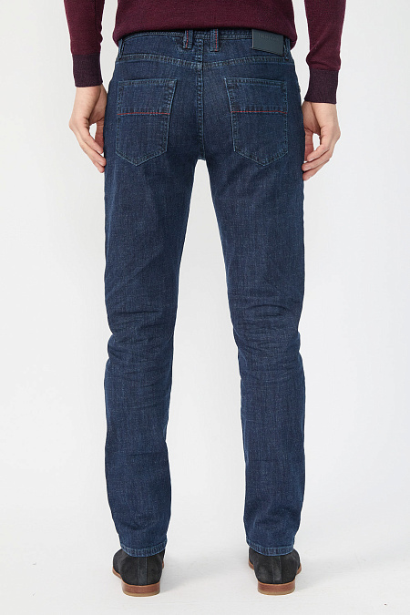 Мужские брендовые джинсы классического кроя средней ширины  арт. NLTR REG 1909 Meucci (Италия) - фото. Цвет: Синий. Купить в интернет-магазине https://shop.meucci.ru
