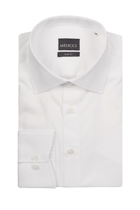 Модная мужская белая рубашка с микродизайном  арт. SL 10224070/301040 от Meucci (Италия) - фото. Цвет: Белый, микродизайн.
