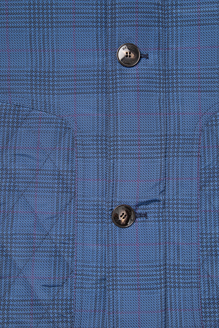 Утепленная куртка средней длины  для мужчин бренда Meucci (Италия), арт. 2798 - фото. Цвет: Синий с принтом. Купить в интернет-магазине https://shop.meucci.ru
