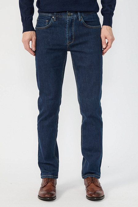 Мужские брендовые джинсы классического кроя средней ширины арт. NLW 2102 REG Meucci (Италия) - фото. Цвет: Синий. Купить в интернет-магазине https://shop.meucci.ru
