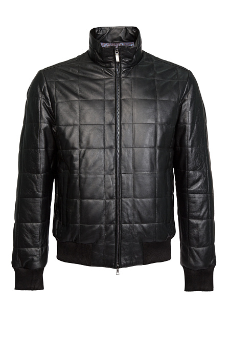 Кожаная стеганая куртка-бомбер черного цвета  для мужчин бренда Meucci (Италия), арт. 7711 - фото. Цвет: Черный. Купить в интернет-магазине https://shop.meucci.ru
