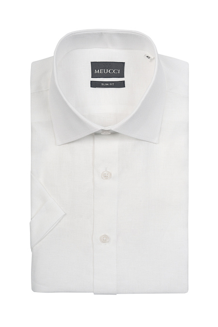 Модная мужская белая льняная рубашка с коротким рукавом sl 10224070/301021k арт. SL 10224070/301021K от Meucci (Италия) - фото. Цвет: Белый. Купить в интернет-магазине https://shop.meucci.ru

