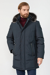 Удлиненный стеганый пуховик с капюшоном (1859)