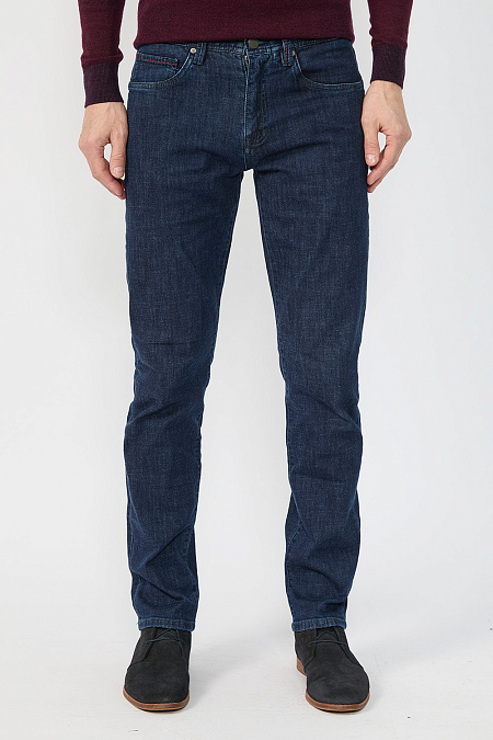 Мужские брендовые джинсы классического кроя средней ширины  арт. NLTR REG 1909 Meucci (Италия) - фото. Цвет: Синий. Купить в интернет-магазине https://shop.meucci.ru

