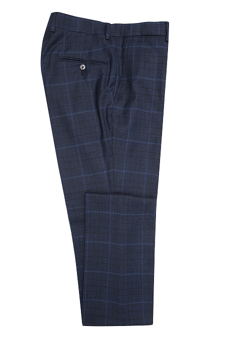 Мужской костюм темно-синий в клетку из шерсти с эластаном Meucci (Италия), арт. MI 2200191DR/11028 - фото. Цвет: Темно-синий в клетку. Купить в интернет-магазине https://shop.meucci.ru
