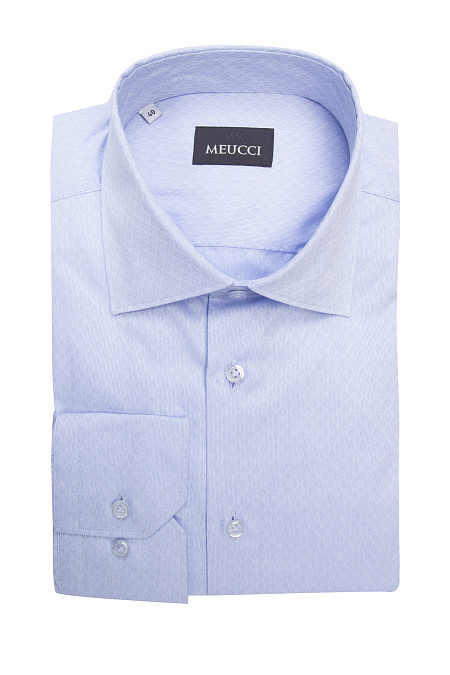 Модная мужская рубашка хлопковая голубая с орнаментом  арт. SL 902022 RL 91GZ/302216 от Meucci (Италия) - фото. Цвет: Голубой с орнаментом.
