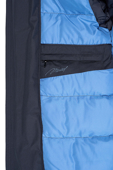 Удлиненный пуховик-парка с капюшоном и меховой опушкой  для мужчин бренда Meucci (Италия), арт. 9989 - фото. Цвет: Темно-синий. Купить в интернет-магазине https://shop.meucci.ru
