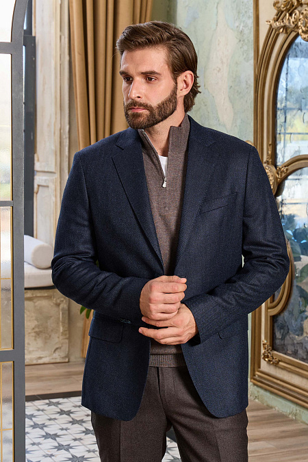 Мужской пиджак темно-синий из шерсти с кашемиром  Meucci (Италия), арт. MI 1200181EZ/11712 - фото. Цвет: Темно-синий. Купить в интернет-магазине https://shop.meucci.ru
