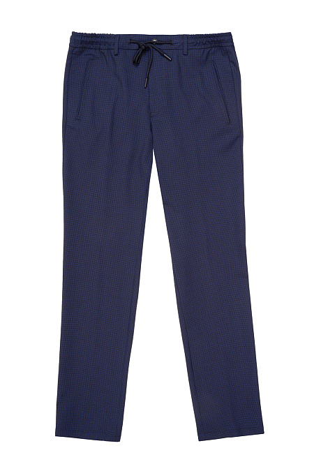 Мужские брендовые брюки темно-синие из шерсти в спортивном стиле  арт. MI 16368320-02 Meucci (Италия) - фото. Цвет: Темно-синий. Купить в интернет-магазине https://shop.meucci.ru
