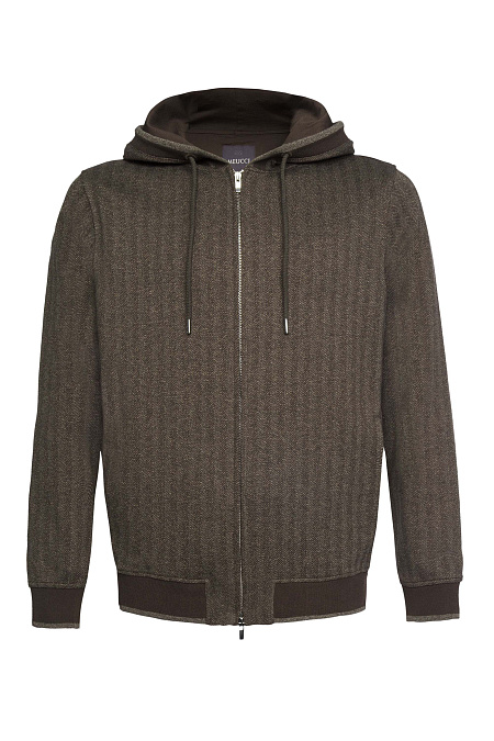 Спортивный костюм из плотного трикотажа с орнаментом в елочку  для мужчин бренда Meucci (Италия), арт. SPS 10025 BROWN - фото. Цвет: Коричневый . Купить в интернет-магазине https://shop.meucci.ru
