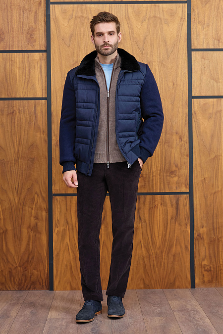 Мужские брюки из хлопкового микровельвета коричневого цвета  арт. DV 1060 BROWN Meucci (Италия) - фото. Цвет: Коричневый. Купить в интернет-магазине https://shop.meucci.ru
