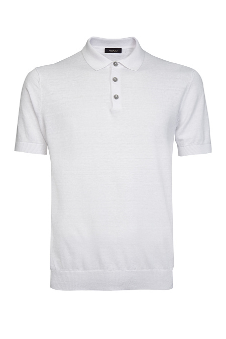 Базовое поло белого цвета из смеси льна и хлопка  для мужчин бренда Meucci (Италия), арт. POLOB/0001 - фото. Цвет: . Купить в интернет-магазине https://shop.meucci.ru
