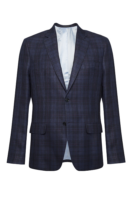 Мужской пиджак из смеси льна, шелка и шерсти темно-синий в клетку  Meucci (Италия), арт. MI 1200181EZ/11710 - фото. Цвет: Синий, клетка. Купить в интернет-магазине https://shop.meucci.ru
