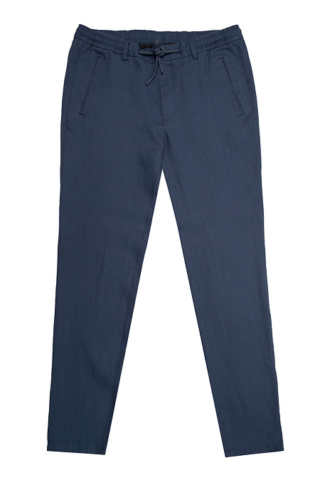 Мужские брендовые льняные брюки темно-синие  арт. SP-LP 1070 Blue Meucci (Италия) - фото. Цвет: Темно-синий. Купить в интернет-магазине https://shop.meucci.ru
