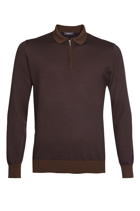 Джемпер-поло коричневого цвета с застежкой на молнию  для мужчин бренда Meucci (Италия), арт. POLOZ/7M1670/5E1251 - фото. Цвет: Коричневый. Купить в интернет-магазине https://shop.meucci.ru
