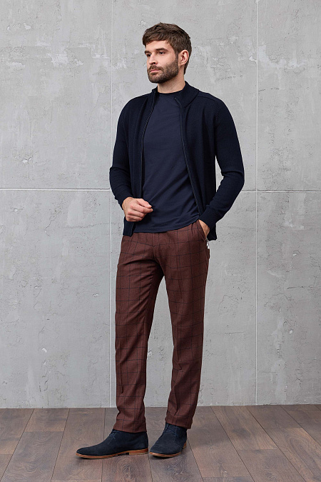 Мужской брендовый кардиган темно-синего цвета с застежкой на молнию арт. 13009/22025 Dk.NAVY Meucci (Италия) - фото. Цвет: Темно-синий. Купить в интернет-магазине https://shop.meucci.ru
