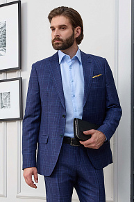 Костюм темно-синий в клетку из смеси шерсти, льна и шелка  (MI 2200191DR/12021)