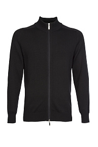 Шерстяной кардиган на молнии черного цвета  (FZIP+ALC/77900/9E1049)