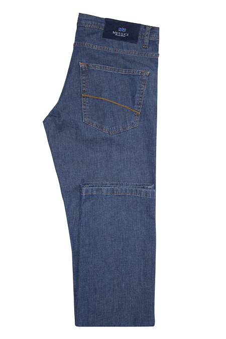 Мужские брендовые легкие джинсы синего цвета  арт. LUEC REG 2522 Meucci (Италия) - фото. Цвет: синий. Купить в интернет-магазине https://shop.meucci.ru
