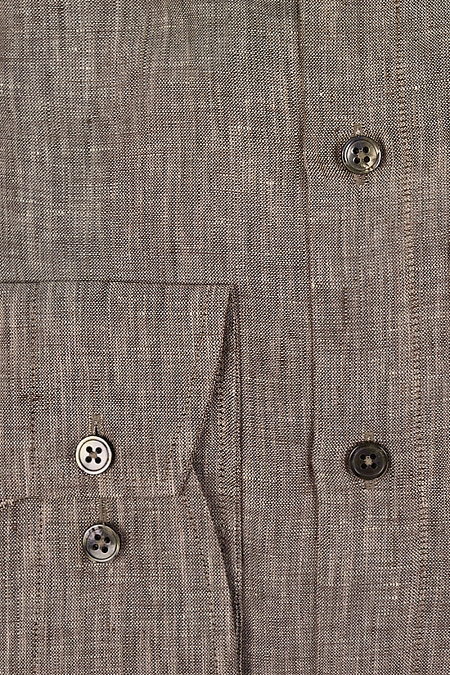 Модная мужская коричневая льняная рубашка с длинным рукавом арт. CL 10224070/301026 от Meucci (Италия) - фото. Цвет: Коричневый.
