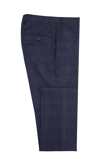 Мужской костюм в клетку из шерсти и льна  Meucci (Италия), арт. MI 2200191/22008 - фото. Цвет: Серо-синий, коричневая клетка . Купить в интернет-магазине https://shop.meucci.ru
