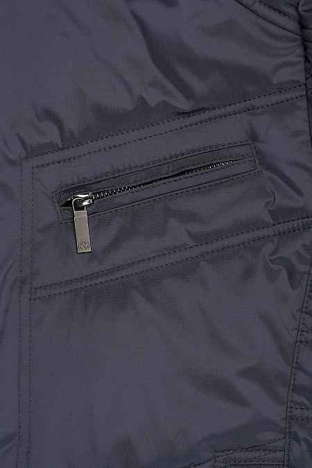 Короткий пуховик с капюшоном и меховой опушкой  для мужчин бренда Meucci (Италия), арт. 6888 - фото. Цвет: Темно-синий. Купить в интернет-магазине https://shop.meucci.ru
