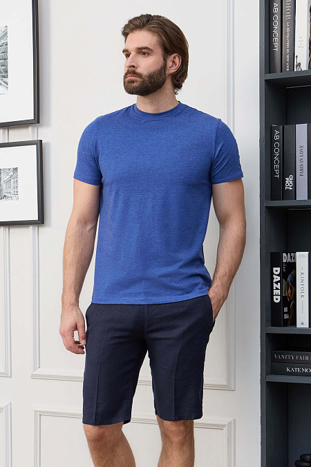 Базовая футболка синего цвета  для мужчин бренда Meucci (Италия), арт. TSH 1024-4 - фото. Цвет: Синий. Купить в интернет-магазине https://shop.meucci.ru
