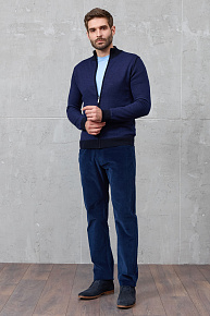 Брюки синего цвета из хлопкового микровельвета  (DV 1056 BLUE)